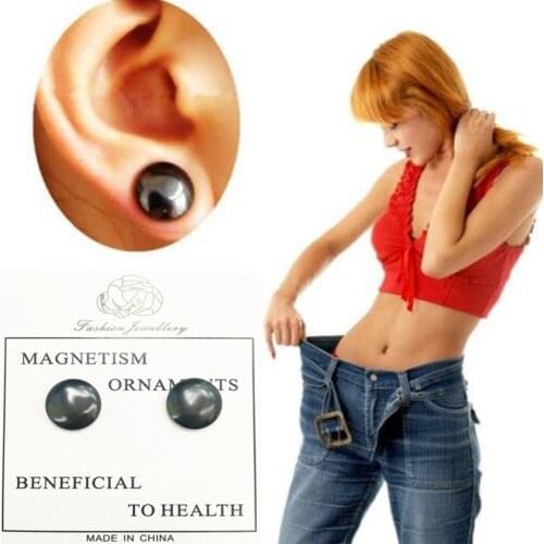 2Pcs/Pair Bio Magnetic Therapy Weight Loss Stud Earrings Stimulating Acupoints Magnet Stickers Health Care Slimming Product
