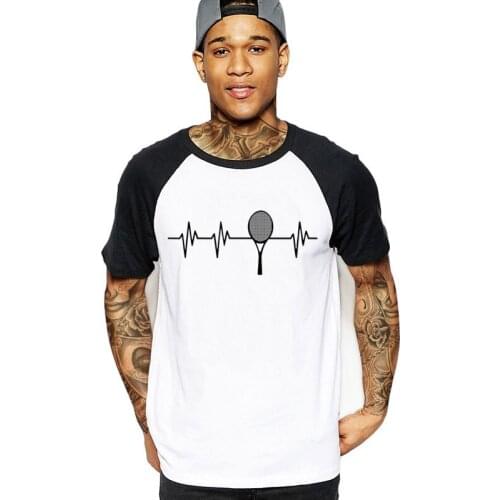 2020 fashion Tennis Heartbeat Racket Mens cotton T-Shirt funny harajuku camiseta hombre white black t shirts back to the future
