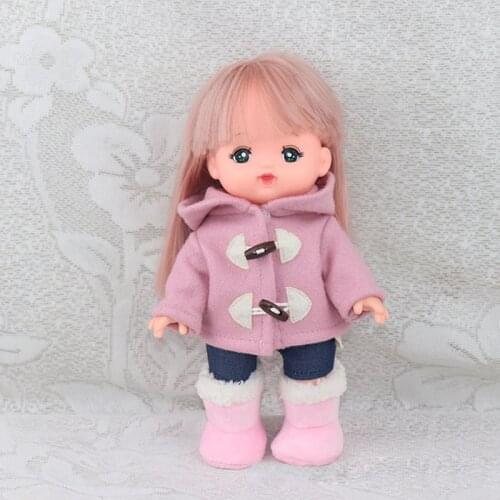 25cm Mellchan Baby Doll Clothes Accessories Fashion Casual Hooded Horned Coat Coat Skinny Jeans Suit Doll Top Pants