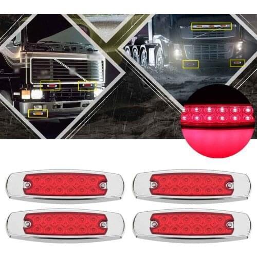 4 Pcs Red Side Marker Light 12LED Red Clearance Lights Fish Shape Trailer Lamp For Trucks ATVs 4x4 Off-road Vehicles