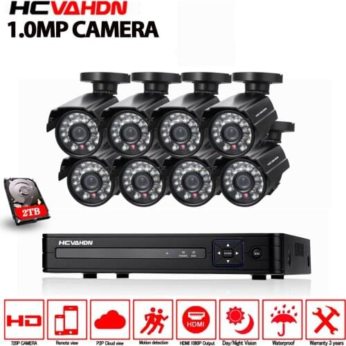 720P HD 1.0MP Outdoor Security Camera System 1080P HDMI CCTV Video Surveillance 8CH DVR Kit AHD Camera security camera system
