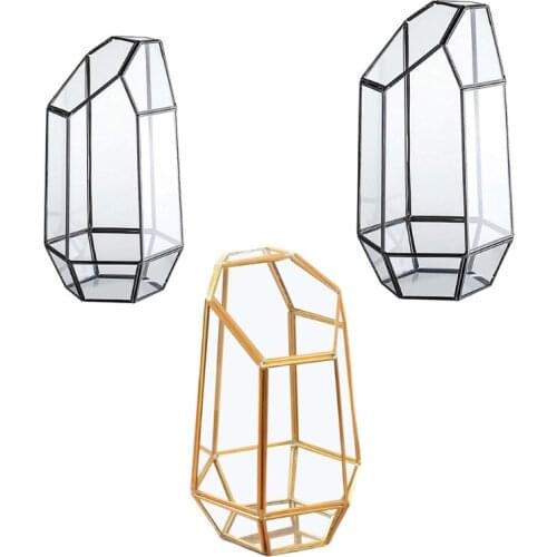 9.4in Height Indoor Tabletop Irregular Glass Geometric Air Plants Terrarium Box