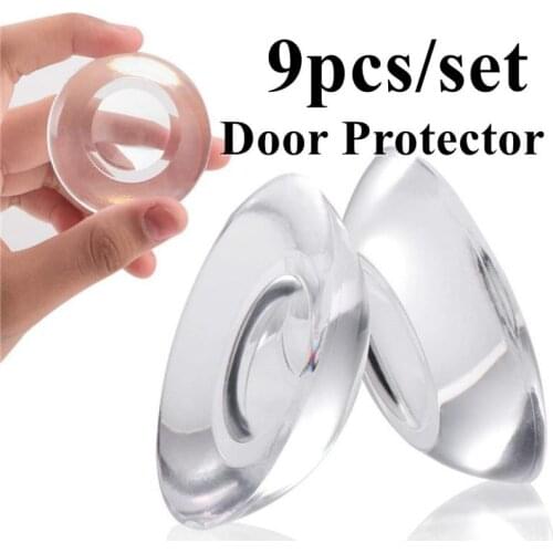 9pcs/set Reusable Door Stopper Silicone Wall Protector Self-Adhesive Bumper Protector Wall Shield Silencer Pratical Door Stop