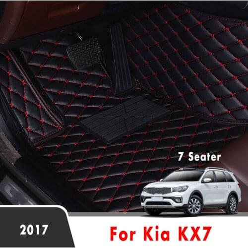 LHD Car Floor Mats For Kia KX7 2017 (7 Seater) Waterproof Interiors Accessories Styling Decoration Leather Carpets Auto Rugs