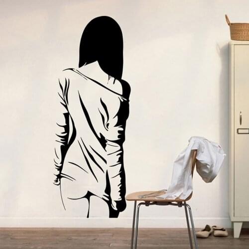 Large Anime Manga Sexy Teen Girl Naked Wall Sticker Girl Room Bedroom Fashion Girl Bag Dress Shop Wall Decal Vinyl Home Decor