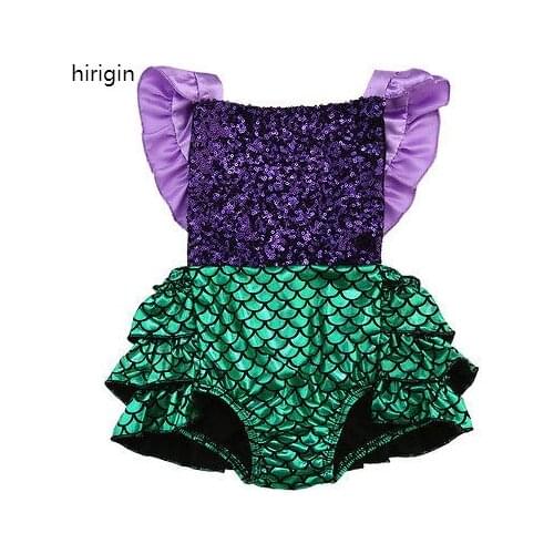 Infant Baby Girl Sequins Mermaid Swimming Bodysuits Beachwear One Piece Ruffles Backless Patchwork Sunsuit Swimwear Swimsuits