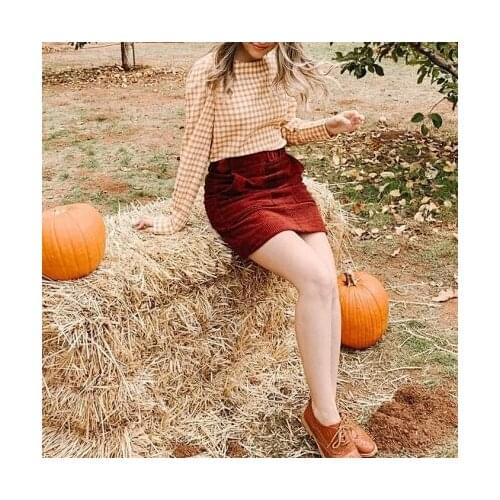 ElfStyle Ladies 100% Cotton Gingham Checkered Plaid Long Sleeve Top With Buttoned Closured Back