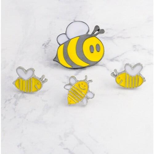 Enamel animal pins Smiling honey bee insect brooch Denim Jacket Pin Buckle Shirt Badge Animal jewelry Gift for kids