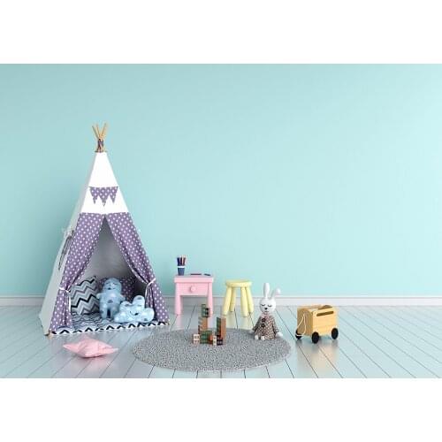 Photography Backdrop Toy Tent Blue Wall Customized Backgrounds Photo Studio for Baby Room Children Birthday Party Photophone