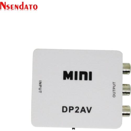 Display Port DP To RCA Composite Audio Video Adapter Converter DP2AV RCA AV CVBS L R HD Video Box For NTSC PAL HDTV PC Monitor