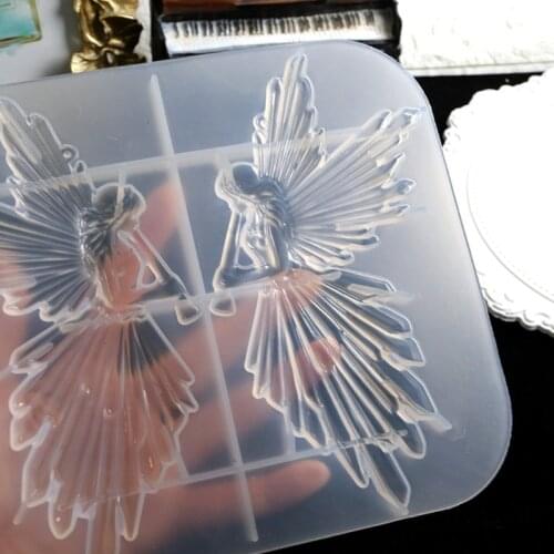 Crystal Epoxy Resin Mold Girl with Flute Angel Mirror Shiny Silicone Mould DIY Crafts Decorations Ornaments Casting Tool