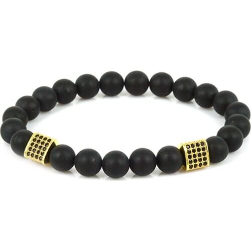 Lucky Gem New Fashion Natural Black Mantra Prayer Bead Triangle Pillar Bracelet for Women and Mens Pulseras Masculina