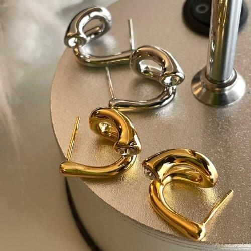 Fashion earrings two-color zircon compact temperament Joker earrings new Hong Kong style