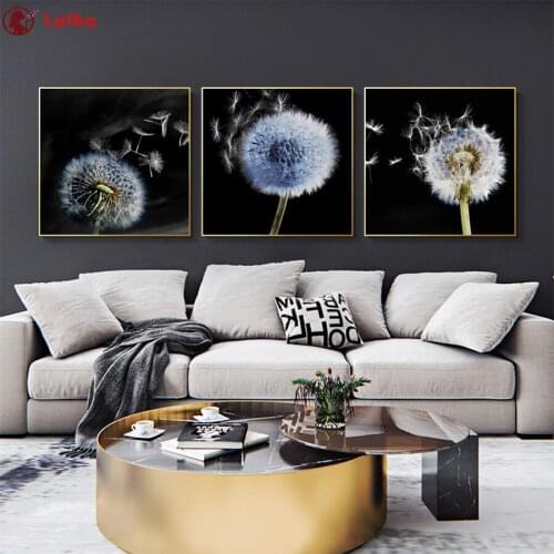 New diamond embroidery mosaic Modern art, dandelion diamond paintings full square round drill stitch cross rhinestone of 3pcs
