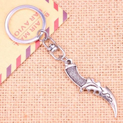 New Fashion Keychain 50*12 mm dagger Pendants DIY Men Jewelry Car Key Chain Ring Holder Souvenir For Gift