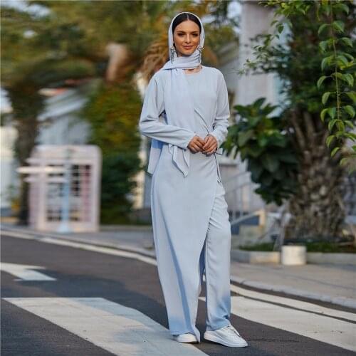 New Abaya Dubai Muslim Fashion Jumpsuit Dress Turkey Islamic Clothing African Women Dresses Hijab Muslim Sets Female Kaftan