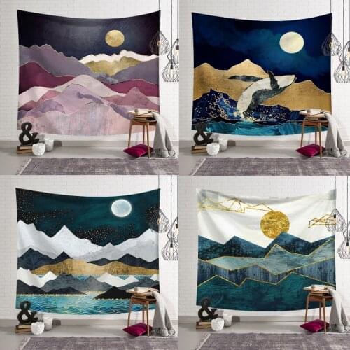Landscape Painting Tapestry Home Decorative Hanging Wall Tapestry Beach Carpet Blanket Party Halloween Tapestries Background