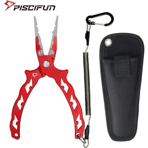 Piscifun AXP Aluminum Saltwater Lightweight Pliers Fishing with Tungsten Steel braid cutter Fishing Tools (Straight Nose)