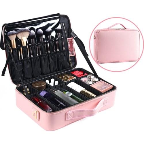 Portable Cosmetic Storage Box Makeup Organizer Bag Waterproof Carrying Case Makeup Organizer Bag​ Storage Grid Box