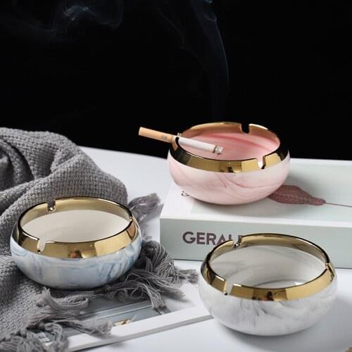 Nordic Ceramic Imitation Marble Pattern Phnom Penh Ashtray Creative Cigar Storage Holder Home Decorative Ornaments Wedding Gift