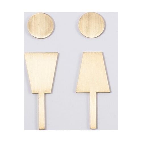 Nordic brass furniture home bathroom sign men and women bathroom creative sign simple toilet door plate