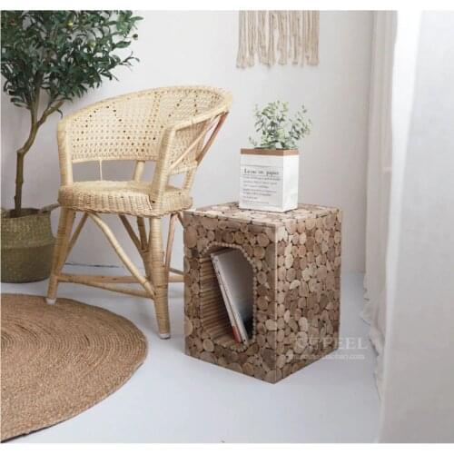 Nordic Living Room Furniture Handmade Sofa Side Table Solid Wood Wood Stool Small Tea Tables Bedroom Furniture Bedside Cabinet
