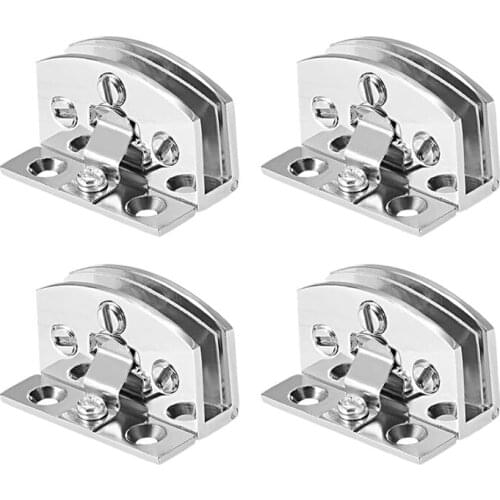 TOP 4Pcs Glass Door Hinge Cupboard Showcase Cabinet Door Hinge Glass Clamp,for 5-7mm Glass Thickness