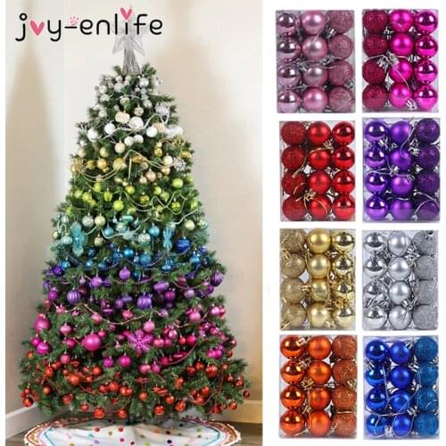 24pcs Christmas Tree Ball Ornaments Decorations DIY Xmas Party 3cm Ball Baubles Hanging Ornament Christmas Decoration for Home