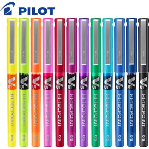 12 Pcs/Lot Japan Pilot V5 Liquid Ink Pen 0.5mm 7 Colors to Choose BX-V5 standard pen office and school stationery