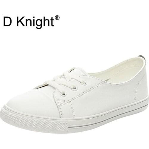Genuine Leather Female White Shoes Summer Spring Women Flat Shoes Shallow Mouth Comfortable Loafers Woman Students Shoes Size 40