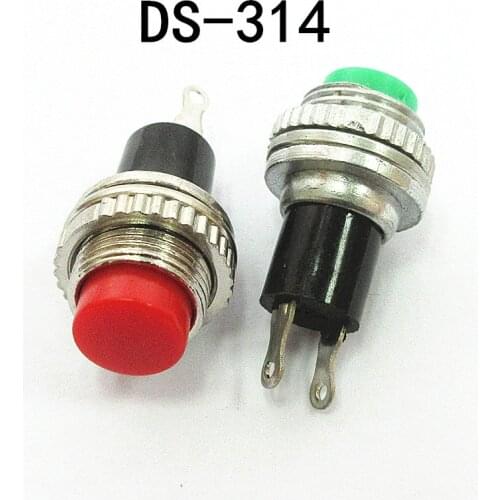 10pcs 10MM small push button switch red and green DS-314 lock-free self-reset point push switch