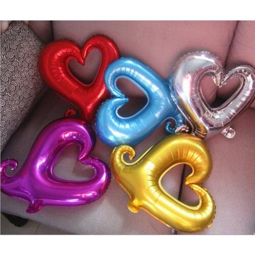 10pcs 18inch Hook Heart Foil Balloons for Wedding Decoration Helium Valentines Day Gold Heart Party Supplies