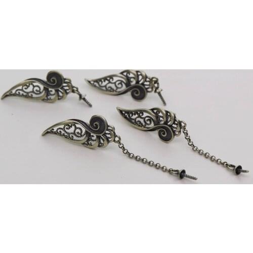 10x24MM Antiqued Silver Solid 925 Sterling Silver Butterfly Wings Studs Earrings Supplies for Half Drilled Beads 1702206