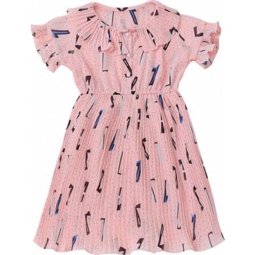 2020 Hot sale Kids girls summer good quality chiffon dress children girls new fashion color print princess dress 3-8 years