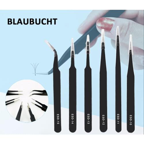 6/3pcs ESD Stainless Steel Tweezers Anti-static Precision Mini Tweezers Set Maintenance Tools Electronics Repair Tools ESD-10