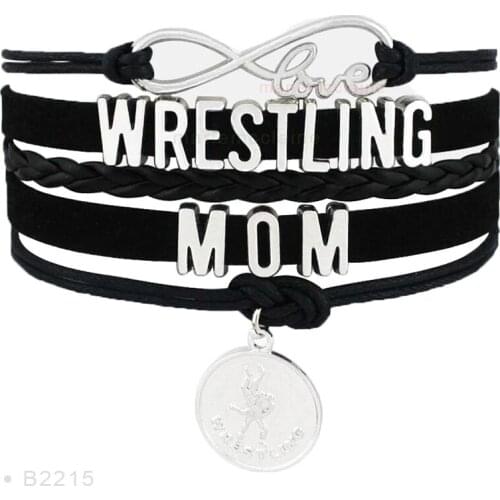 Infinity Love Wrestling Mom Heart Wrestler Mens Bracelets