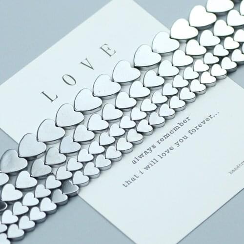 Heart Shape Hematite Beads Silver Natural Stone for Jewelry Making 6 8 10mm Love Charms Beads Diy Bracelet Necklace Accessories