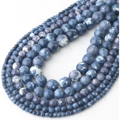Natural Blue Rain Flower Stone Round Loose Beads For Jewelry Making 4mm-12mm Spacer Beads Diy Bracelet Necklace 15'' Wholesale