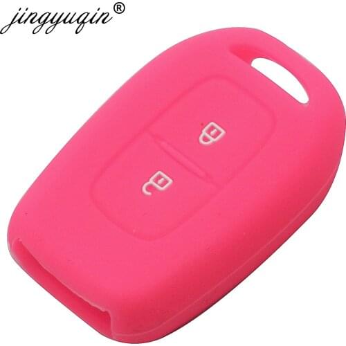 Jingyuqin 50pcs 2 Buttons Silicone Key Case for Renault Scenic Master Megane Duster Logan Clio Captur Laguna Fluence Remote FOB