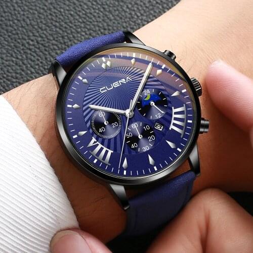 CUENA Brand Mens Watch Automatic Mechanical Watch Tourbillon Sport Clock Leather Casual Business Retro Wristwatch Relojes Hombre