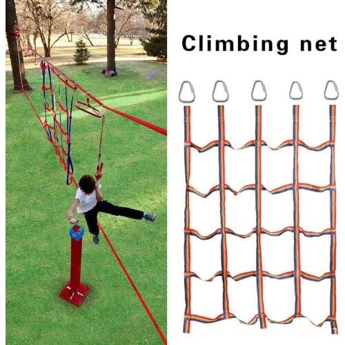 Outdoor Children Climbing Net Rainbow Ribbon Net Physical Child Step Hanging Playground Net Ladder Climbing Training Swing X7V7