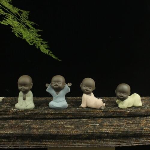 Zen Cute The Little Monk Buddha Decoration Tea Pet Purple Clay Bonsai Decor
