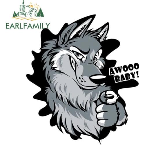 EARLFAMILY 13cm x 11.3 for AWOO Baby Wolf Car Stickers Vinyl Decals Windshield Waterproof Surfboard Sunscreen Custom Printing
