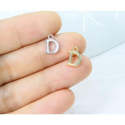 Eruifa 20pcs 10mm Mini Letter Gold/Silver Plated Zinc Alloy Charms Pendant Jewelry DIY Necklace Bracelet Earrings 2 Colors
