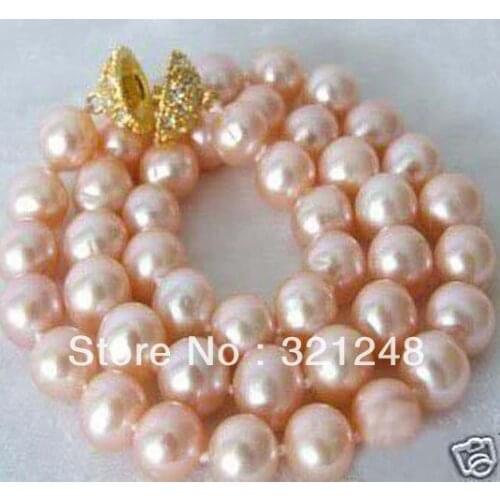 Hot sale 12 mm pink imitation shell pearl necklace 18inch round beads high grade women party gifts jewelry making MY2021
