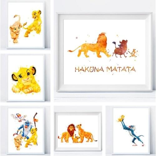 Disney Lion King Canvas Painting Wall Art Cartoon Animal Character Posters and Prints Picture Room Decor Kid Home Decoration