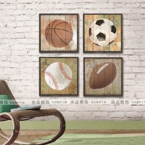 American football paintings retro rustic restaurant murals decorative painting bedroom entrance European classical wall painting