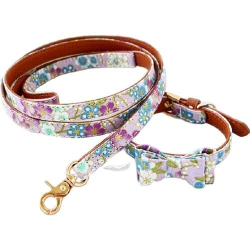 Purple sakura Japanese kimono bow dog collar cat leash pet accessories mascotas collier pour chien collar perro coleira