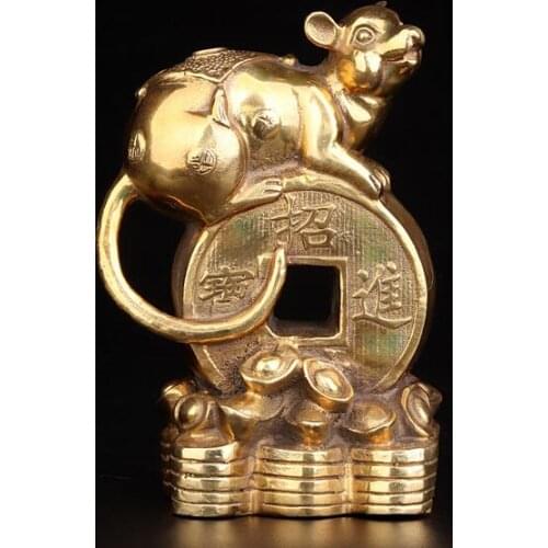 Brass Chinese style living room 12 Zodiac mouse home crafts ornaments