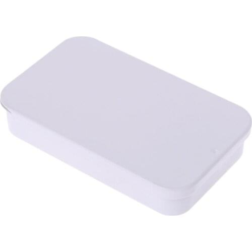 Metal Tin Rectangle Mini Jewelry Storage Box Case Candy Coin Key Organizer Sliding Cover Organizer Small Items Containers